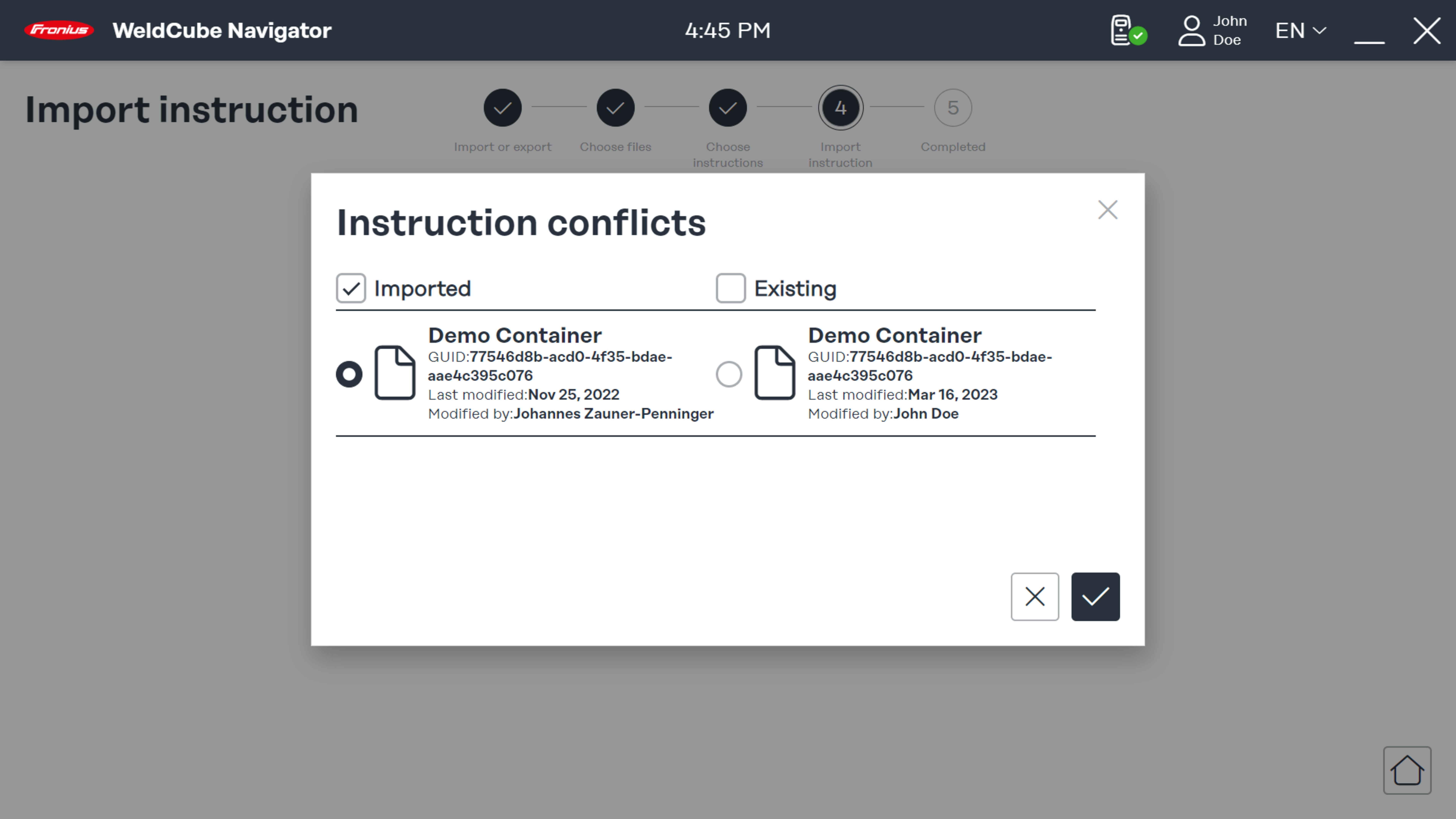 Note on conflicts during import